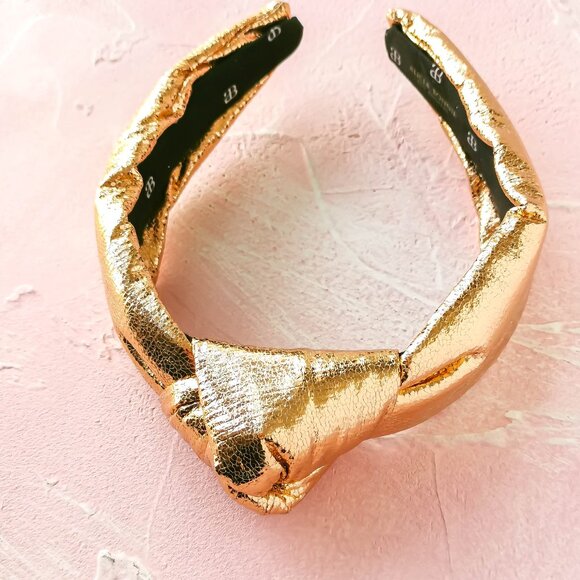 Alicia Bonnie The Precious Metals Gold Metallic Faux Leather Knotted Headband - Picture 1 of 3